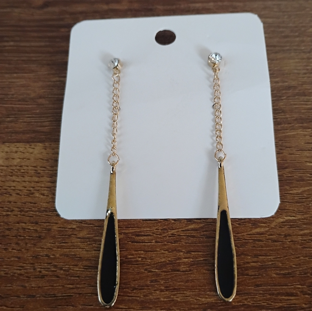 Gold Chain Earrings Long Drop Statement Jewelry Dangle Fashion Costume Teardrop